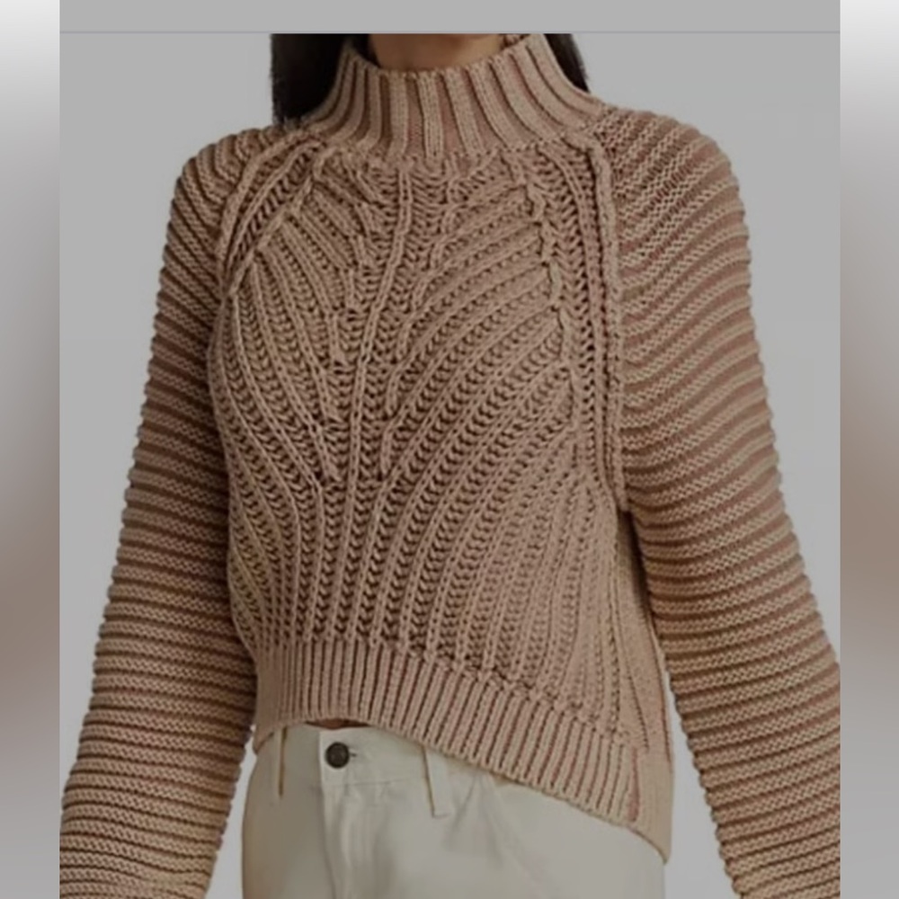 Free People Beige Sweetheart Turtleneck Sweater size M